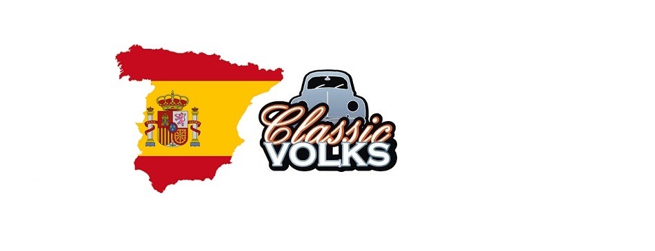 Image of a map of spain and the classic volks logo.